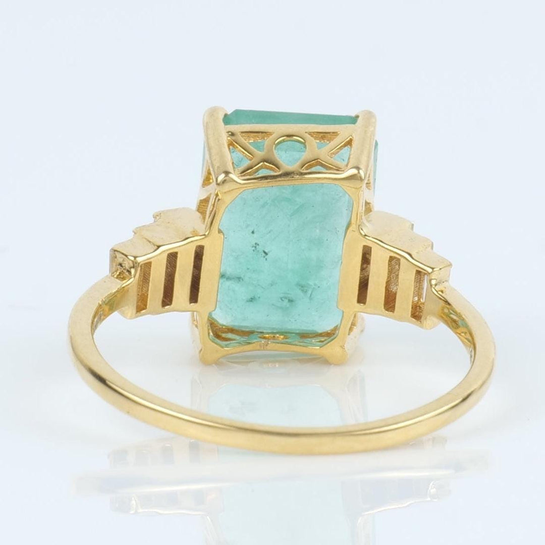 Emerald Cut Diamond Ring, 14k Solid Gold, Natural Diamonds, Gemstone Statement Ring, Birthstone Everyday Ring, Certified Jewelry