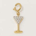 Load image into Gallery viewer, Martini Glass Diamond Charm, 14k Solid Gold, Natural Diamonds, Summer Staking Pendant, Dual Tone Necklace, Ready To Ship, Certified Jewelry
