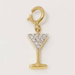 Load image into Gallery viewer, Martini Glass Diamond Charm, 14k Solid Gold, Natural Diamonds, Summer Staking Pendant, Dual Tone Necklace, Ready To Ship, Certified Jewelry

