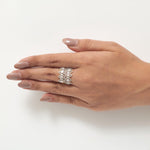 Load image into Gallery viewer, Double Row Marquise Diamond Ring, 14k Solid Gold, Natural Diamonds, Halo Wide Cocktail Band, Statement Bold Ring, Certified Jewelry
