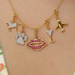 Load image into Gallery viewer, Martini Glass Diamond Charm, 14k Solid Gold, Natural Diamonds, Summer Staking Pendant, Dual Tone Necklace, Ready To Ship, Certified Jewelry
