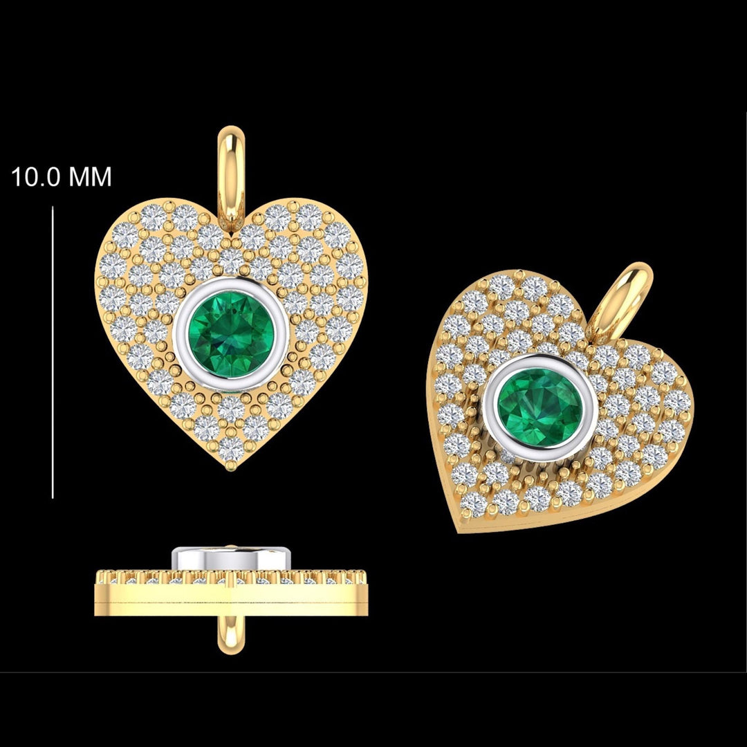 Emerald Heart Diamond Charm, 14k Solid Gold, Natural Diamond, Everyday Pendant, Minimal Gemstone Necklace, Ready To Ship, Certified Jewelry