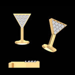 Load image into Gallery viewer, Martini Glass Diamond Charm, 14k Solid Gold, Natural Diamonds, Summer Staking Pendant, Dual Tone Necklace, Ready To Ship, Certified Jewelry
