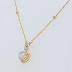 Load image into Gallery viewer, Heart Halo Diamond Pendant Necklace, 14k Solid Gold, Natural Diamonds, Love Station Chain, Proposal Layering Jewelry, Certified Jewelry
