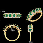 Load image into Gallery viewer, Oval Emerald Diamond Eternity Band Ring, 14k Solid Gold, Natural Diamonds, Halo Gemstone Stack Ring, Wedding Band, Certified Jewelry
