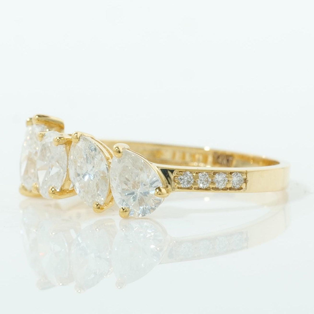 Five Stone Diamond Ring, 14k Solid Gold, Fancy Natural Diamonds, Stackable Ring, Cocktail Statement Band, Certified Jewelry