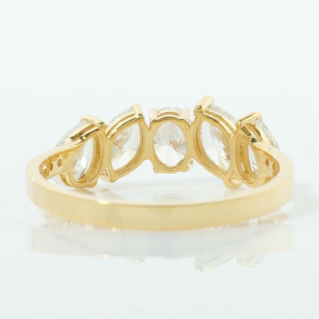 Five Stone Diamond Ring, 14k Solid Gold, Fancy Natural Diamonds, Stackable Ring, Cocktail Statement Band, Certified Jewelry