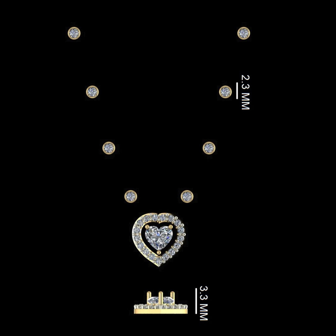 Heart Halo Diamond Necklace, 14k Solid Gold, Natural Diamonds, Statement Love Necklace, Minimalistic Layering Necklace, Certified Jewelry