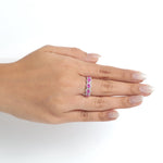 Load image into Gallery viewer, Oval Ruby Diamond Eternity Band Ring, 14k Solid Gold, Natural Diamonds, Halo Gemstone Stacking Ring, Wedding Band, Certified Jewelry
