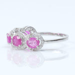 Load image into Gallery viewer, Oval Ruby Diamond Eternity Band Ring, 14k Solid Gold, Natural Diamonds, Halo Gemstone Stacking Ring, Wedding Band, Certified Jewelry
