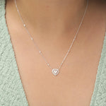 Load image into Gallery viewer, Heart Halo Diamond Necklace, 14k Solid Gold, Natural Diamonds, Statement Love Necklace, Minimalistic Layering Necklace, Certified Jewelry
