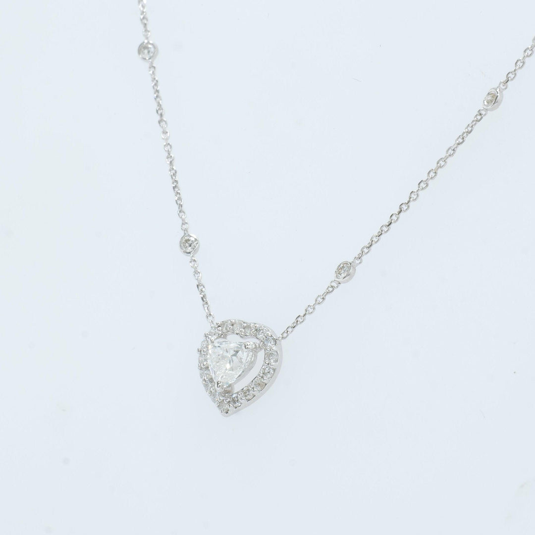 Heart Halo Diamond Necklace, 14k Solid Gold, Natural Diamonds, Statement Love Necklace, Minimalistic Layering Necklace, Certified Jewelry