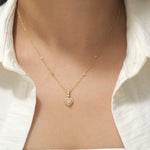 Load image into Gallery viewer, Heart Halo Diamond Pendant Necklace, 14k Solid Gold, Natural Diamonds, Love Station Chain, Proposal Layering Jewelry, Certified Jewelry
