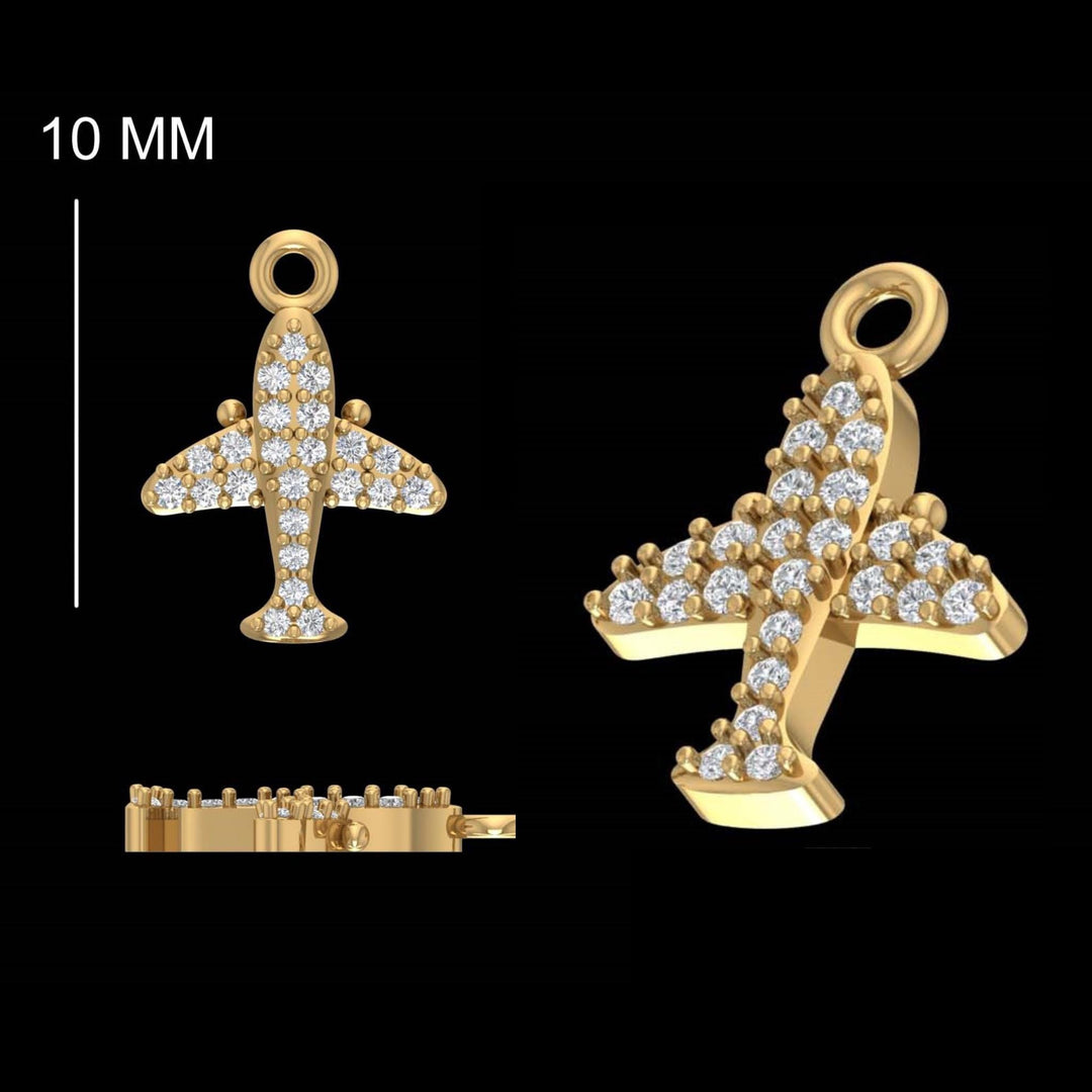 Airplane Diamond Charm, 14k Solid Gold, Natural Diamonds, Traveler Layering Pendant, Dual Tone Necklace, Ready To Ship, Certified Jewelry