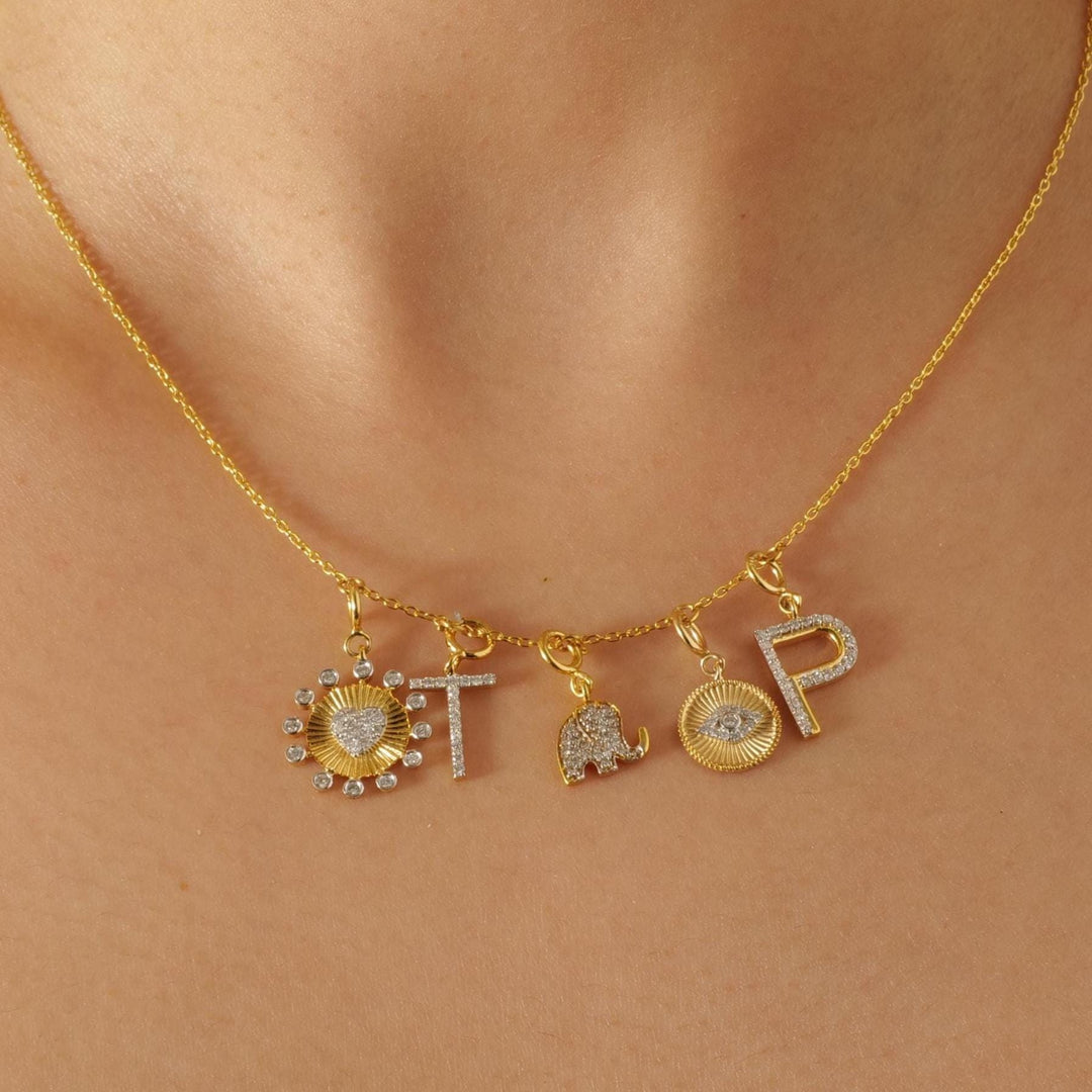 Heart Medallion Bezel Charm, 14k Solid Gold, Natural Diamond, Layering Pendant, Two Tone Sunburst Necklace, Ready To Ship, Certified Jewelry