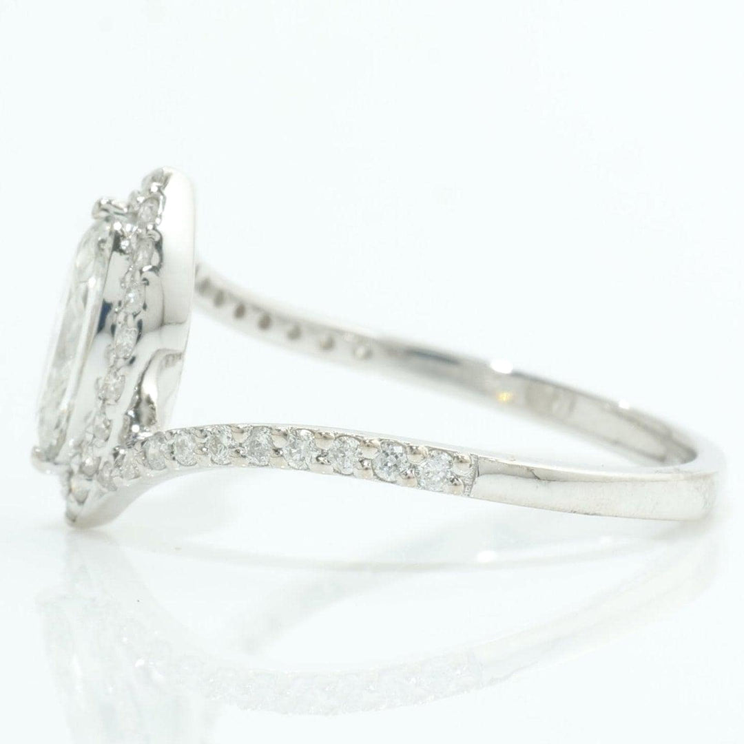 Marquise Halo Diamond Bypass Ring, 14k Solid Gold, Natural Diamonds, Split Band Jewelry, Engagement Statement Ring, Certified Jewelry