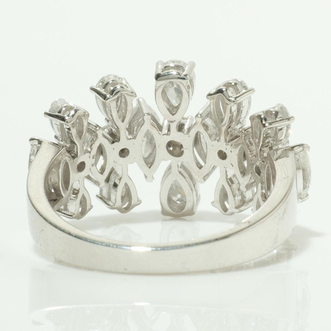 Cluster Floral Fancy Natural Diamond Ring: 14k Solid Gold Marquise Pear Cocktail Jewellery, Certified Jewelry