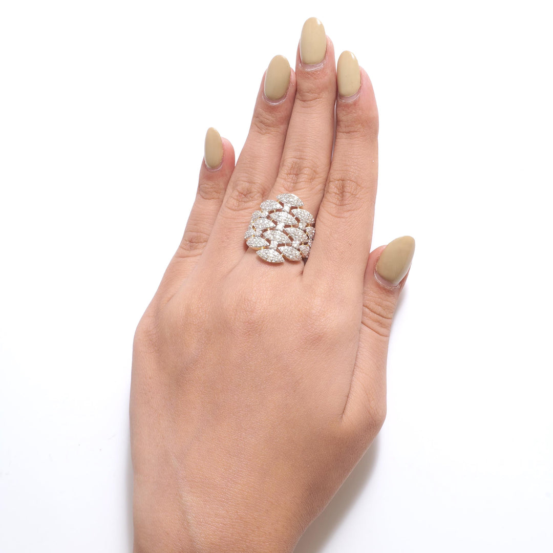 Marquise Cluster Diamond Band Ring, 14k Solid Gold, Natural Diamonds, Wide Cocktail Jewelry, Pave Statement Ring, Certifeid Jewelry