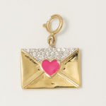 Load image into Gallery viewer, Envelope Heart Diamond Charm, 14k Solid Gold, Natural Diamond, Enamel Layering Pendant, Minimal Necklace, Ready To Ship, Certified Jewelry
