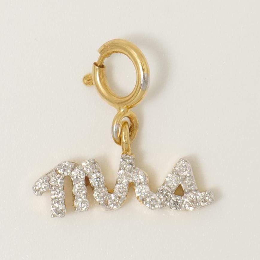Mrs Script Diamond Charm Pendant, 14k Solid Gold, Natural Diamond, Personalized Layering Minimal Necklace, Ready To Ship, Certified Jewelry