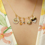 Load image into Gallery viewer, Evil Eye Sapphire Diamond Charm, 14k Solid Gold, Natural Diamonds, Layering Pendant, Medallion Necklace, Ready To Ship, Certified Jewelry
