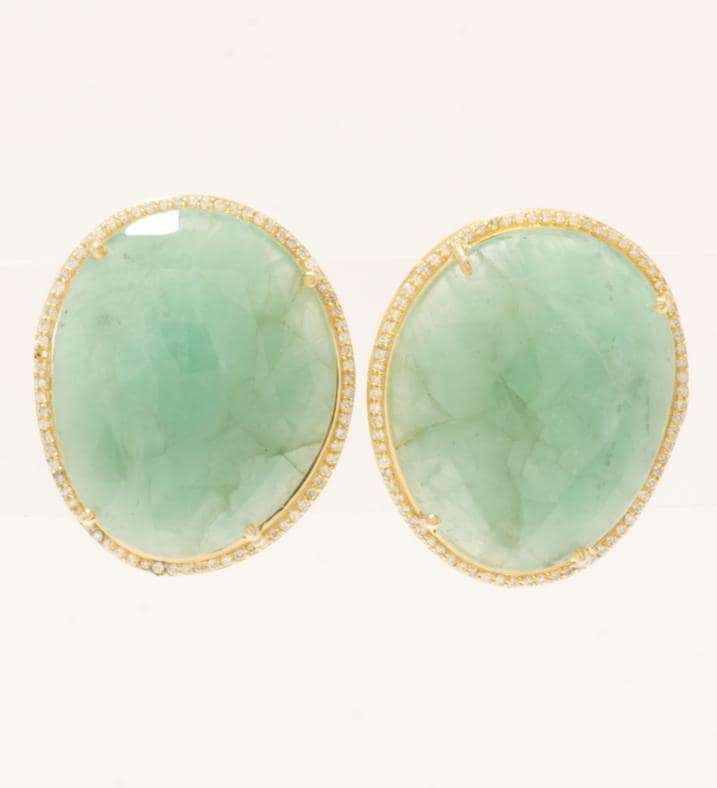 Oval Natural Emerald & Natural Diamond Halo Earrings: 14k Solid Gold Gemstone Stud Earrings, HRD Certified, Ready To Ship