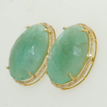 Load image into Gallery viewer, Oval Natural Emerald &amp; Natural Diamond Halo Earrings: 14k Solid Gold Gemstone Stud Earrings, HRD Certified, Ready To Ship
