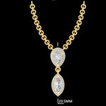 Load image into Gallery viewer, Pear Marquise Diamond Drop Necklace, 14k Solid Gold, Natural Diamonds, Double Halo Pendant, Minimalistic Layering Chain, Certified Jewerlry
