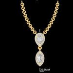 Load image into Gallery viewer, Pear Marquise Diamond Drop Necklace, 14k Solid Gold, Natural Diamonds, Double Halo Pendant, Minimalistic Layering Chain, Certified Jewerlry
