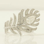 Load image into Gallery viewer, Peacock Feather Diamond Ring: 14k Gold Pear Halo Cocktail Jewelry
