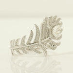 Load image into Gallery viewer, Peacock Feather Diamond Ring: 14k Gold Pear Halo Cocktail Jewelry
