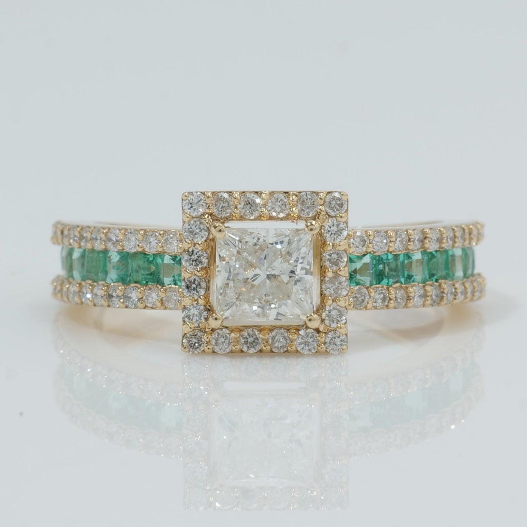 Square Princess Diamond Halo Ring, 14k Solid Gold, Natural Diamonds, Gemstone Statement Ring, Wedding Bridal Ring, Certified Jewelry