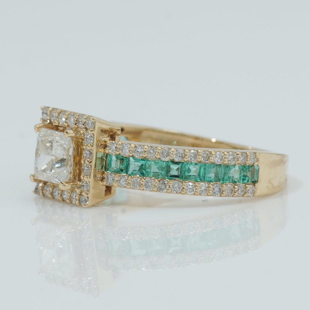 Square Princess Diamond Halo Ring, 14k Solid Gold, Natural Diamonds, Gemstone Statement Ring, Wedding Bridal Ring, Certified Jewelry