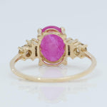 Load image into Gallery viewer, Oval Ruby Ring, 14k Solid Gold, Natural Diamonds, Baguette Accent Bar Band, Gemstone Statement Engagement Ring, Certified Jewelry

