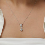 Load image into Gallery viewer, Oval Heart Drop Pendant Necklace, 14k Solid Gold, Natural Diamonds, Layering Pendant, Bridal Wedding Necklace, Certified Jewelry
