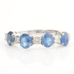 Load image into Gallery viewer, Blue Sapphire Diamond 14k Gold Band Ring: Half Eternity Stackable
