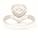 Load image into Gallery viewer, Heart Diamond Halo Ring: 14k Gold Chevron Band Engagement Jewelry
