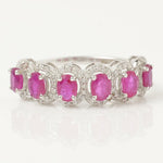 Load image into Gallery viewer, 14k Gold Ruby and Diamond Halo Ring - Eternity Band
