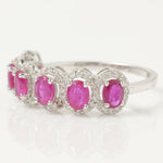 Load image into Gallery viewer, 14k Gold Ruby and Diamond Halo Ring - Eternity Band
