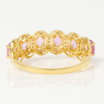 Load image into Gallery viewer, Pink Sapphire Natural Diamond Halo Ring: 14k Solid Gold Eternity Stacking Band, Certified Jewelry
