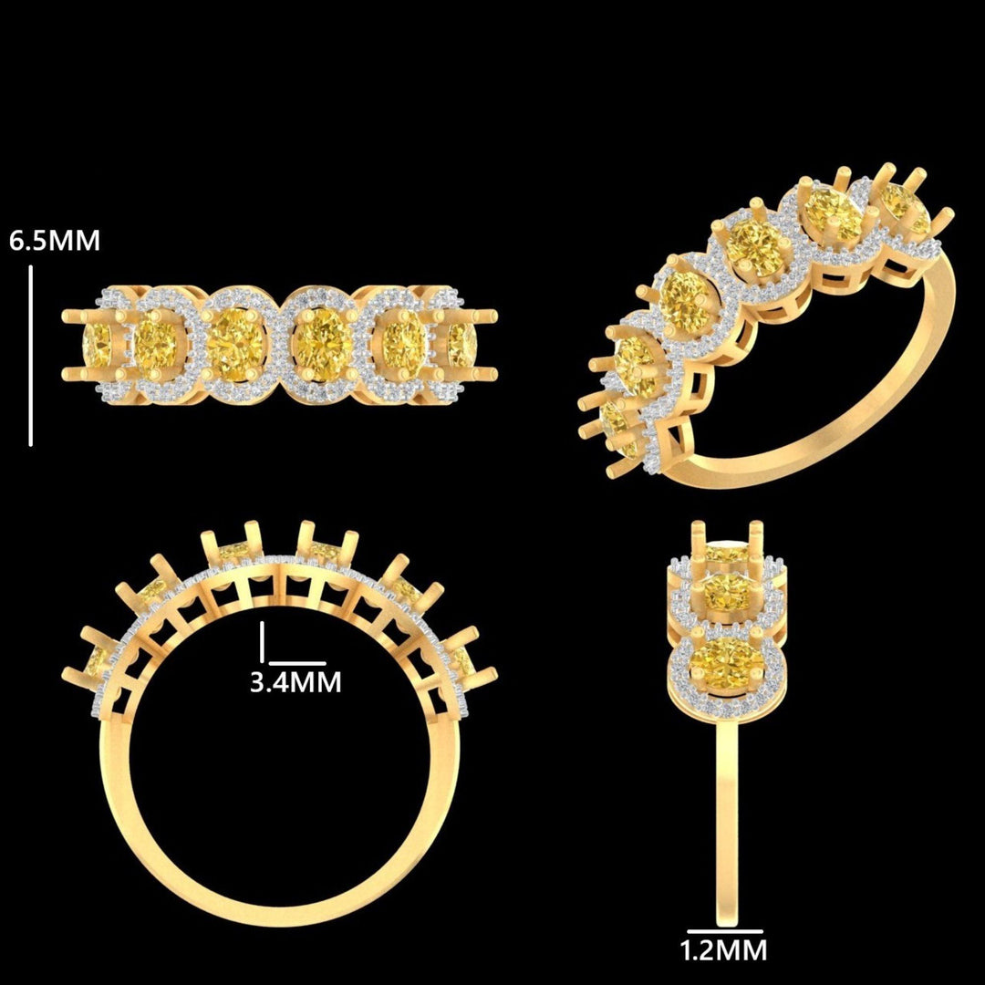 Yellow Sapphire Diamond Halo Ring: 14k Gold Eternity Band