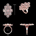 Load image into Gallery viewer, Floral Pear Halo Natural Diamond Ring: 14k Solid Gold Statement Cocktail Jewellery, Certified Jewelry

