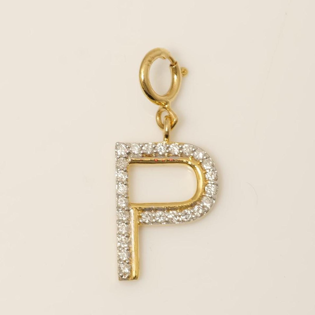 Alphabet Initial Diamond Charm, 14k Solid Gold, Natural Diamond, Everyday Staking Pendant, Letter Necklace, Ready To Ship, Certified Jewelry