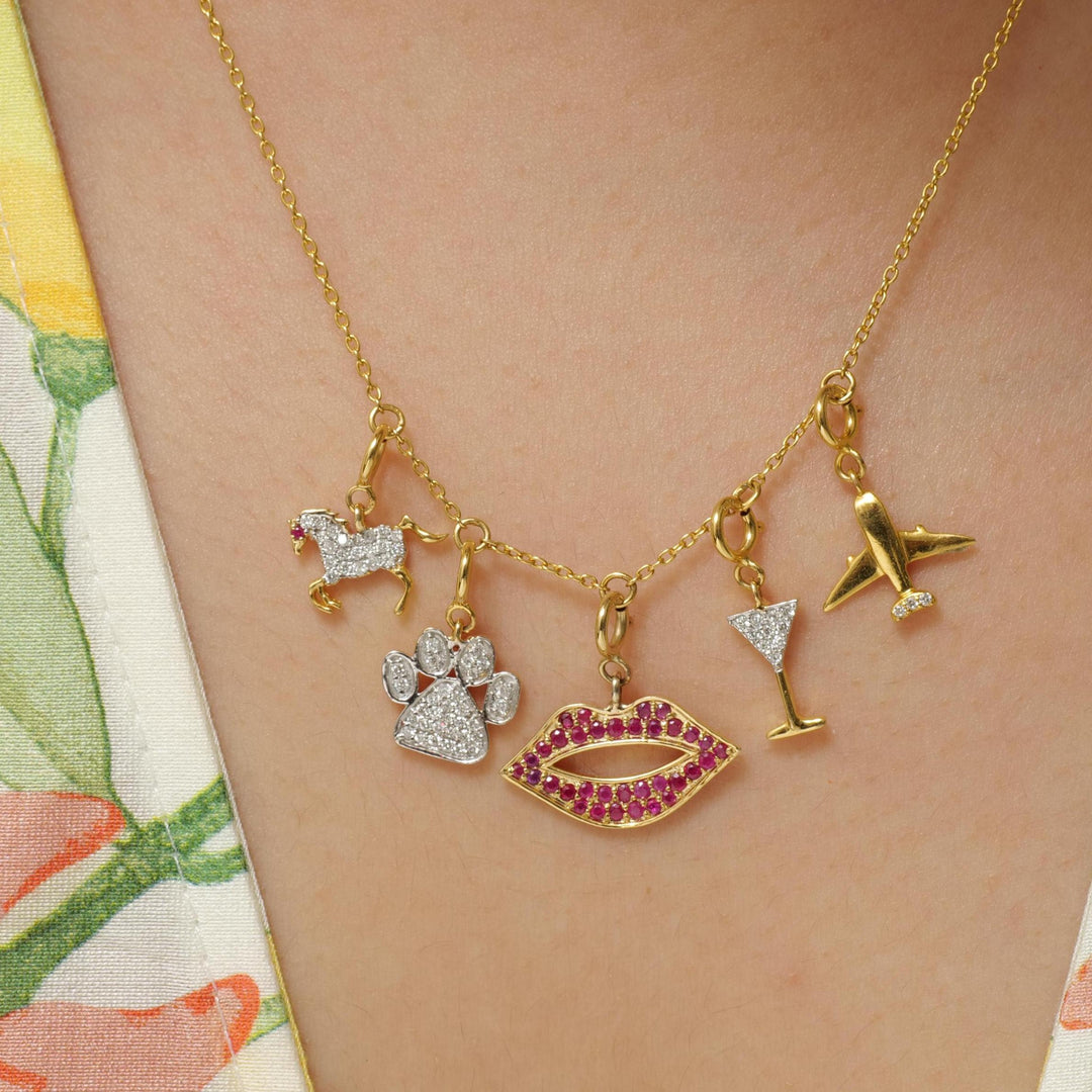 Horse Diamond Charm Pendant, 14k Solid Gold, Natural Diamonds, Layering Animal Pendant, Dual Tone Necklace, Ready To Ship, Certified Jewelry