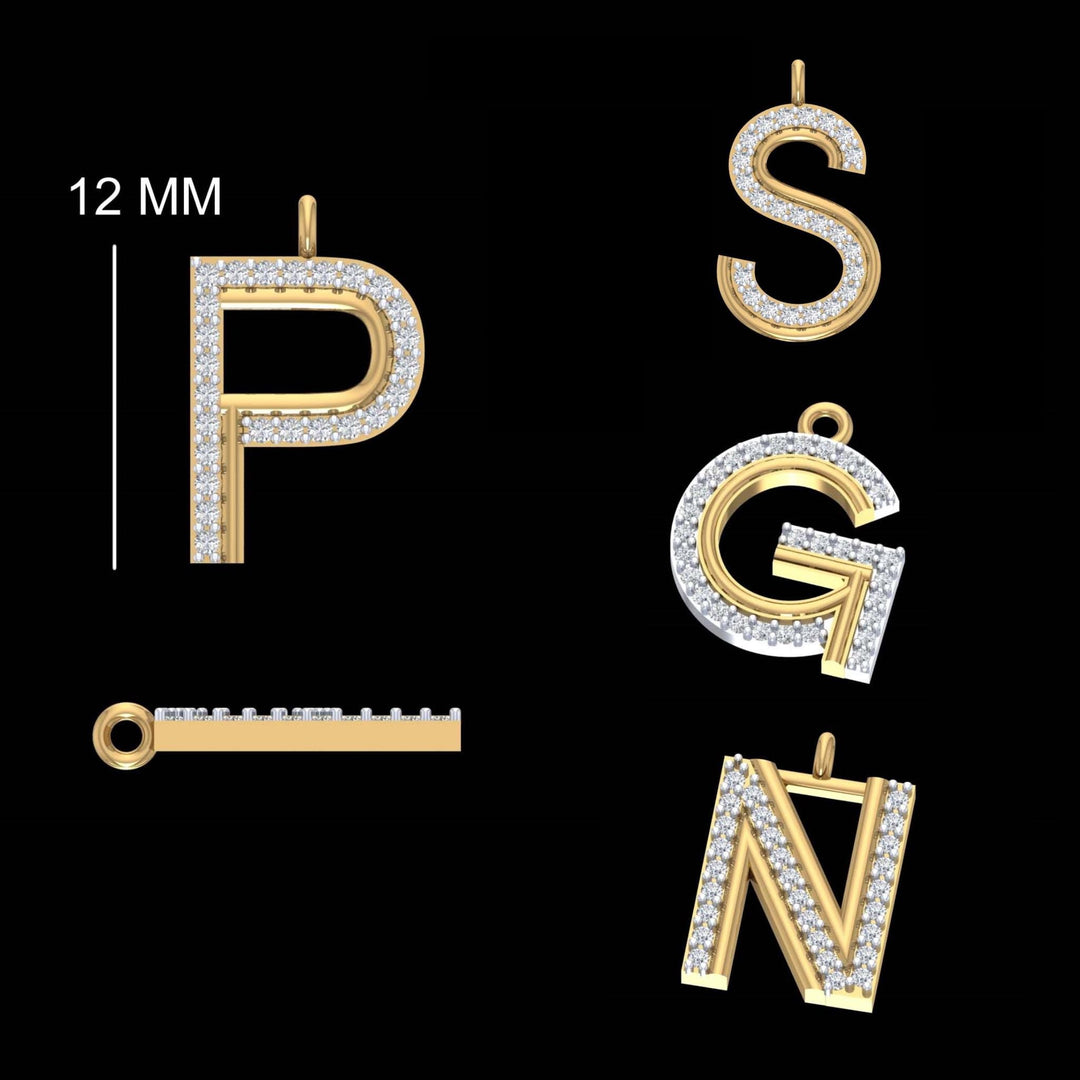 Alphabet Initial Diamond Charm, 14k Solid Gold, Natural Diamond, Everyday Staking Pendant, Letter Necklace, Ready To Ship, Certified Jewelry