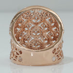Load image into Gallery viewer, 14k Solid Gold Filigree Natural Diamond Ring: Wide Band Cocktail Ring, Certified Jewelry

