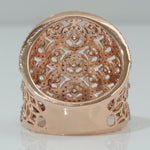 Load image into Gallery viewer, 14k Solid Gold Filigree Natural Diamond Ring: Wide Band Cocktail Ring, Certified Jewelry
