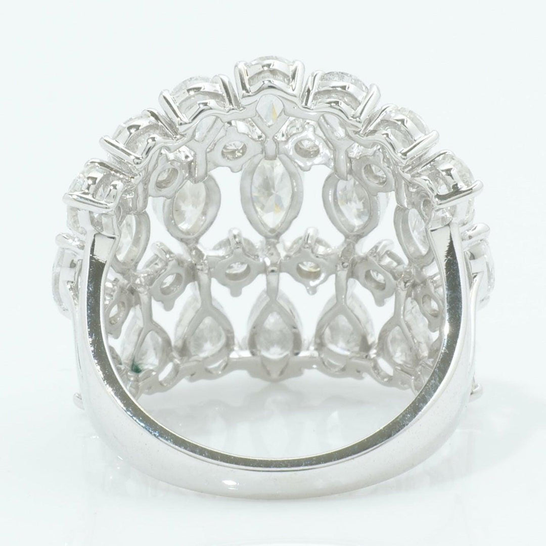 14k Solid Gold Wide Natural Diamond Ring: Marquise & Pear Cocktail Jewelry, Certified Jewelry