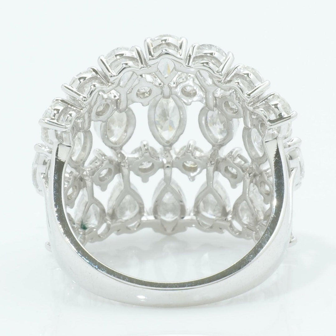 14k Solid Gold Wide Natural Diamond Ring: Marquise & Pear Cocktail Jewelry, Certified Jewelry