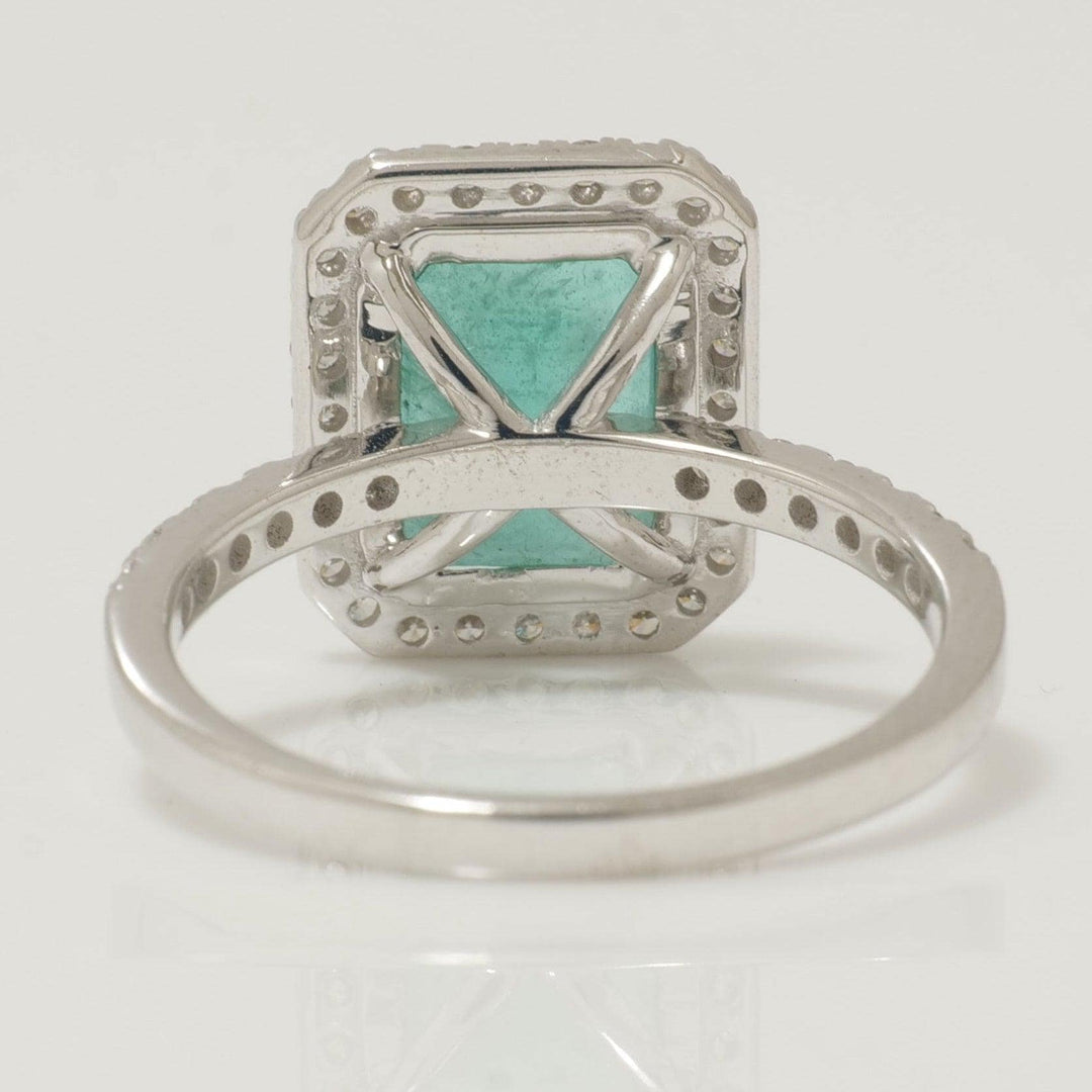 Emerald Halo Diamond Ring: 14k Gold Gemstone Engagement Jewelry